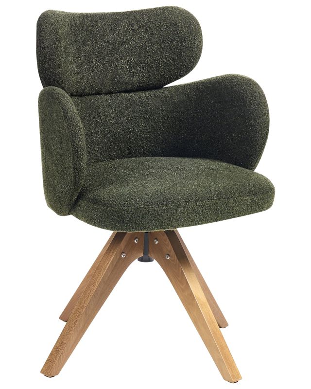 Krzesło do jadalni Obrotowy Marcy Boucle Ciemnozielony 1 szt.