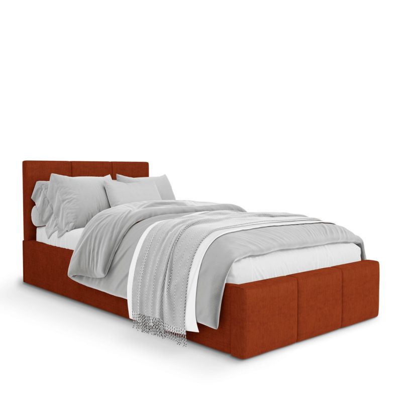 Łóżko Muralo Tapicerowane z Pojemnikiem Miodowe 90x200x88 cm 1szt.