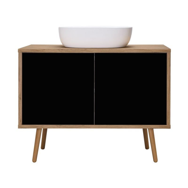 Szafka podumywalkowa Oltens Hedvig 95x45x49,7 cm czarna-dąb wisząca 1 szt.