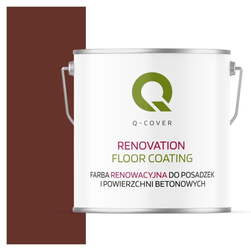 Farba Renowacyjna do Posadzek i Powierzchni Betonowych Q-Cover Brązowo-Czerwony RAL8012 Półmat 5L