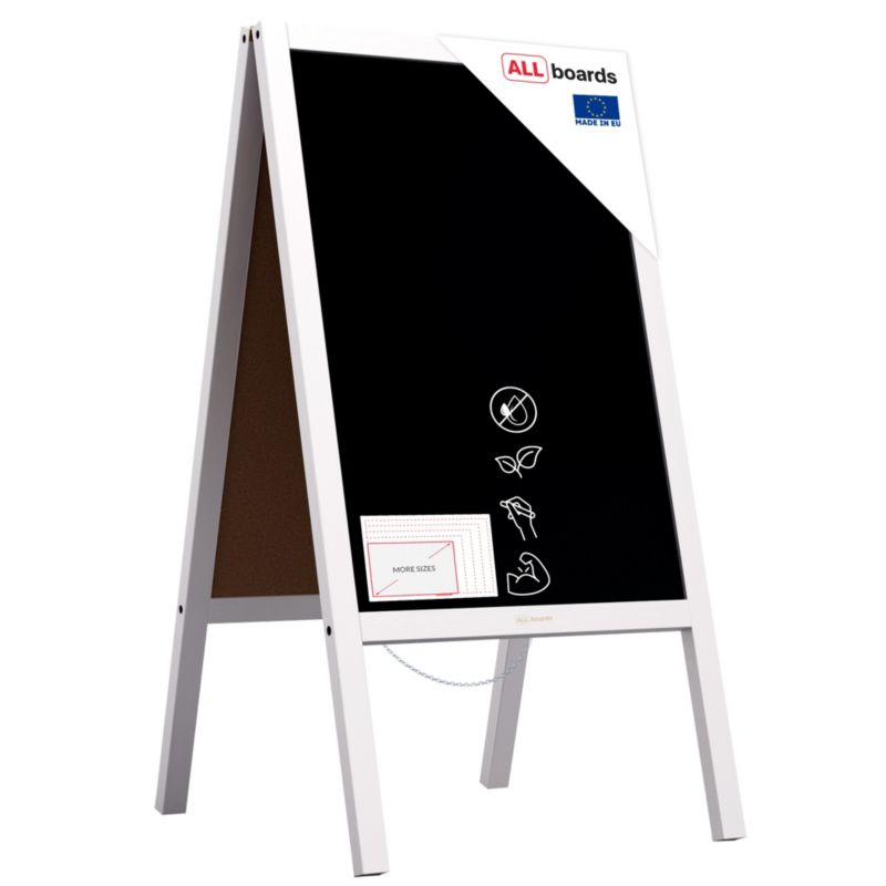 Potykacz stojak kredowy 150x61 cm ALLboards rama biała 1 szt.
