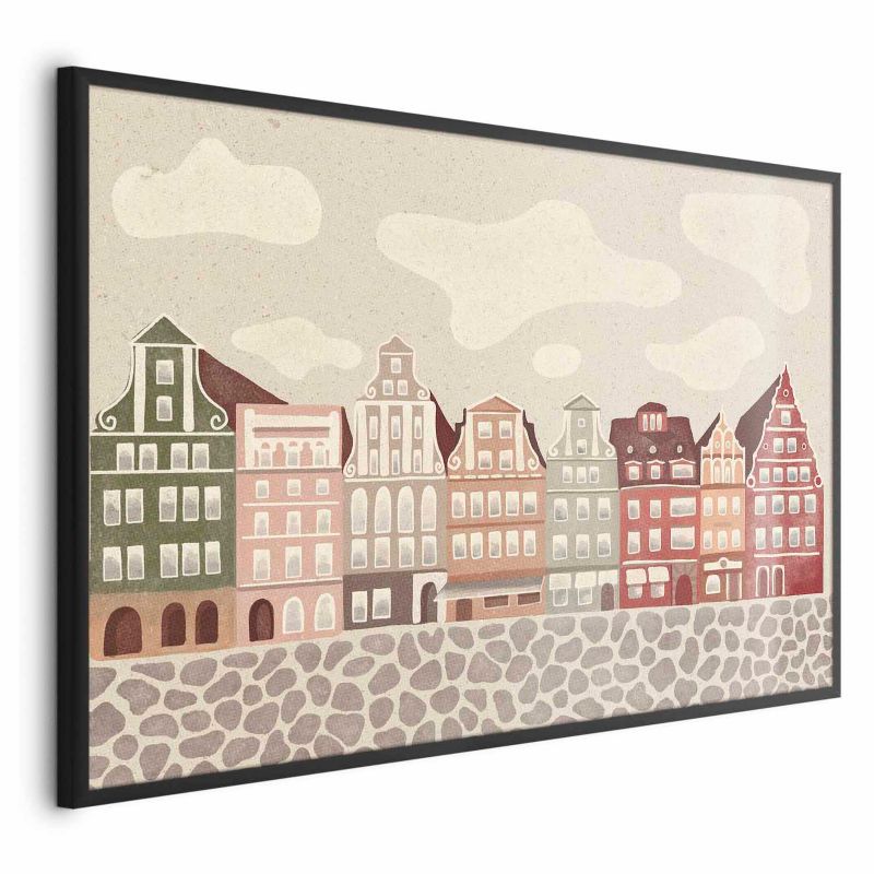 Plakat Artgeist Kolorowe Fasady 90x60 cm z ramą czarną 1 szt