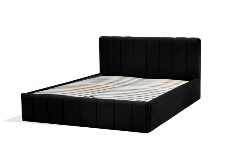 Łóżko tapicerowane Bettso Nina 90x200 do sypialni czarny 1szt.