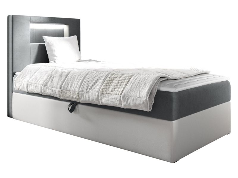 Łóżko kontynentalne MIRJAN 24 Gold Junior 1 80x200, Strona: Lewa biała ekoskóra/szary 1 szt.