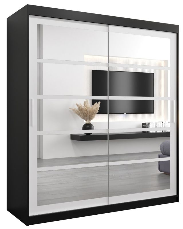 Szafa przesuwna Abiks ROMA 2 180 czarny mat + biały mat 1 szt.