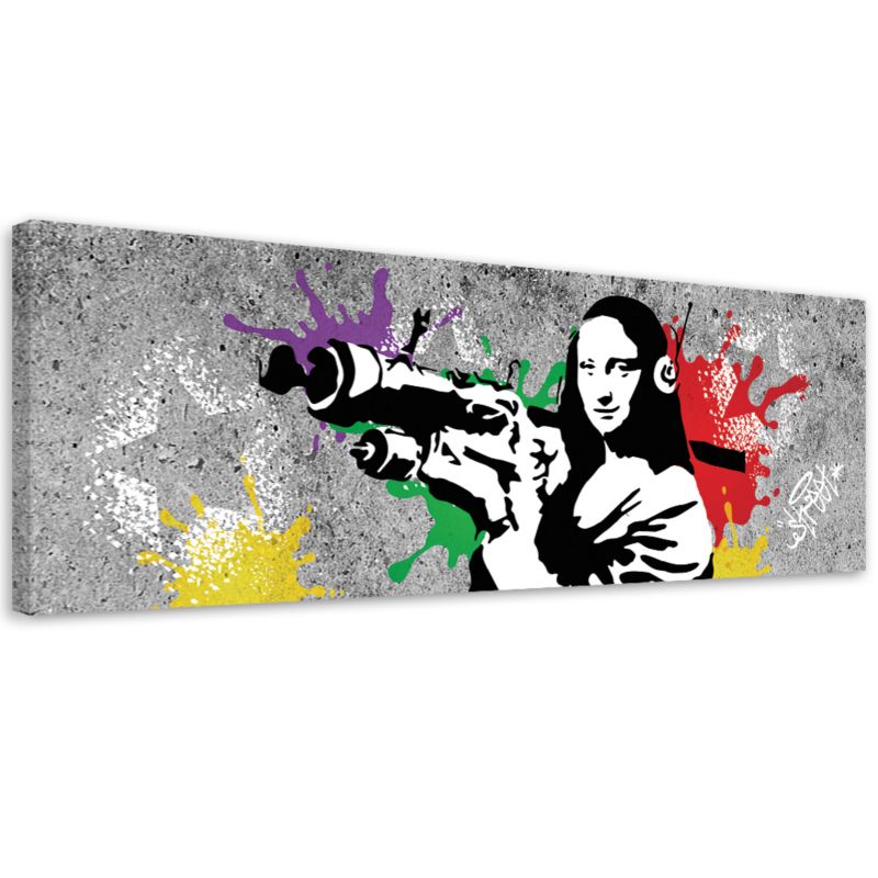 Obraz młodzieżowy do pokoju Feeby Banksy Mona Lisa Bazooka 90x30cm 1szt