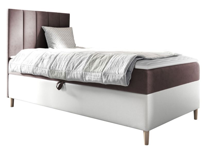 Łóżko kontynentalne MIRJAN 24 Maja Junior 1 100x200, Strona: Lewa biała ekoskóra/brudny róż 1 szt.