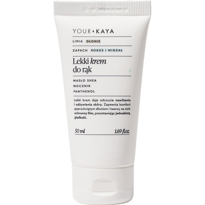 Your KAYA Lekki krem do rąk o zapachu kokosa i migdałów, 50 ml