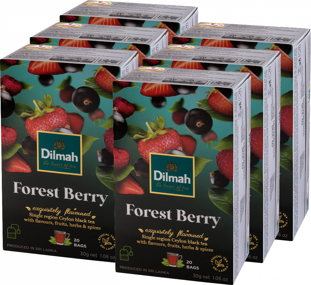 6x Herbata czarna aromatyzowana w torebkach Dilmah Forest Berry, owoce leśne, 20 sztuk x 1.5g