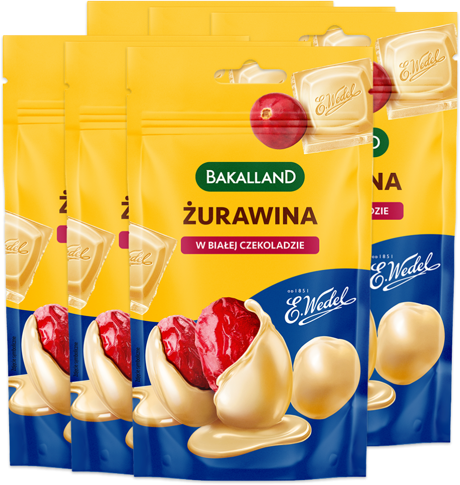 6x Żurawina Bakalland w białej czekoladzie Wedel, 74g