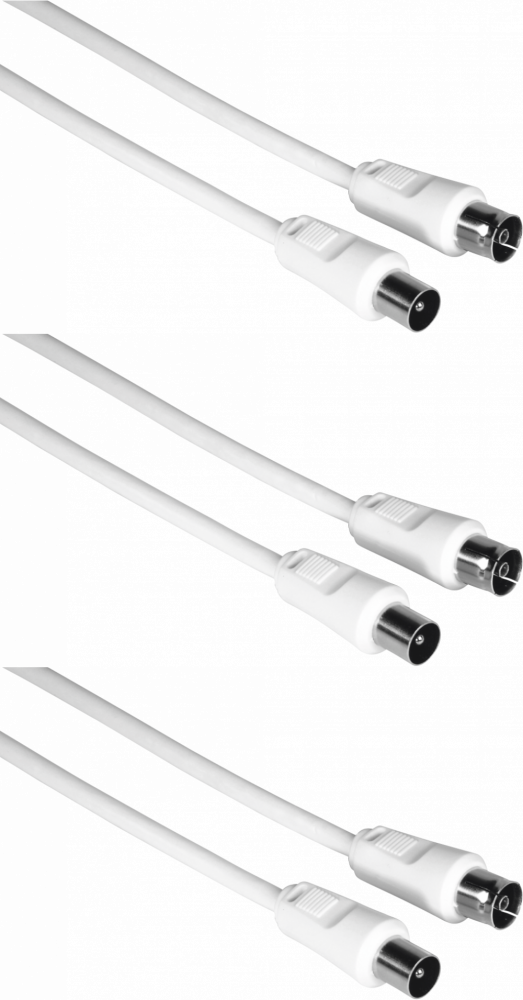 3x Kabel antenowy Hama, 75dB, 10m, biały