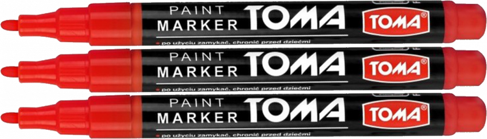 3x Marker olejowy Toma TO-441, okrągła, fine, 1.5mm, czerwony