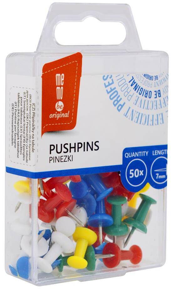 Pinezki beczułki MemoBe, w pudełku, 50 sztuk, mix kolorów