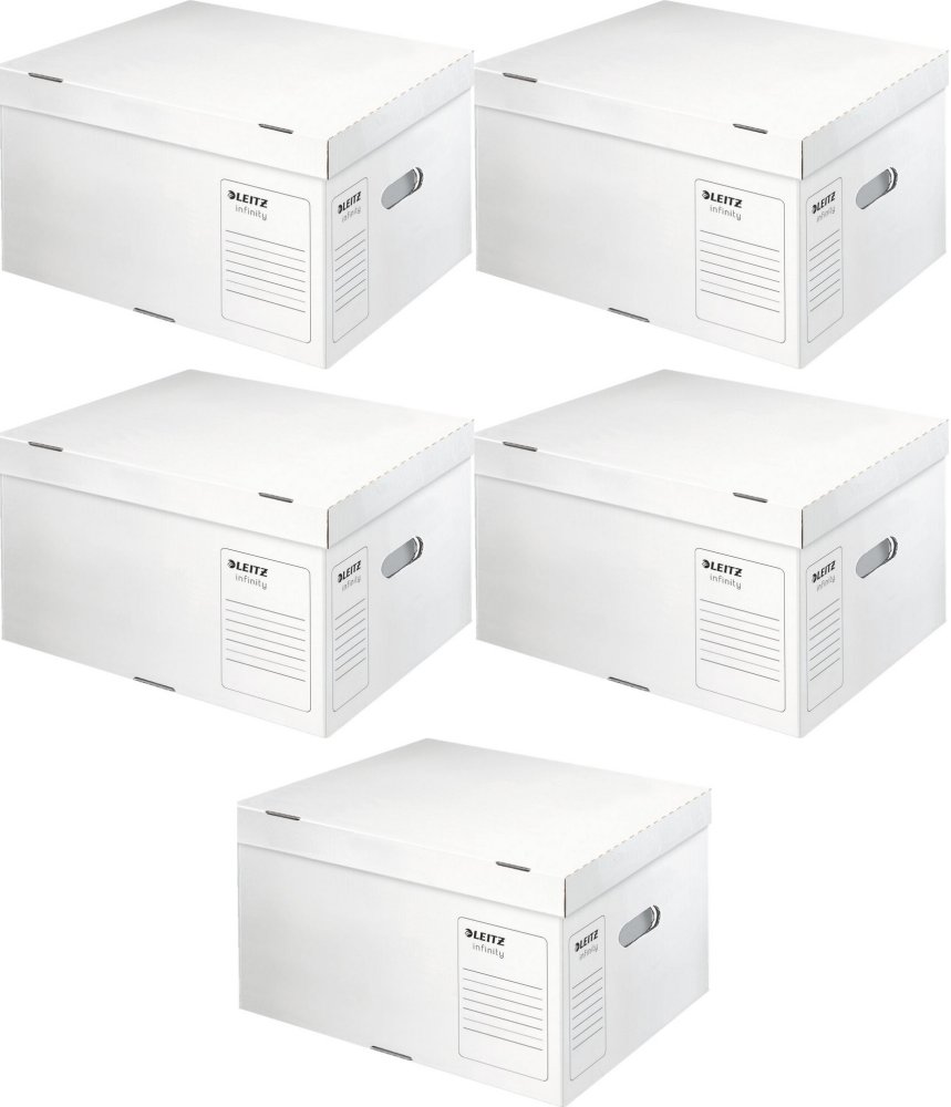 5x Pudło archiwizacyjne Leitz Infinity, rozmiar L (350x265x420mm), biały