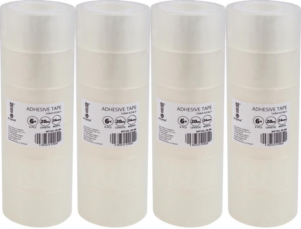 4x Taśma klejąca MemoBe, 24mmx20m, 6 sztuk, przezroczysty