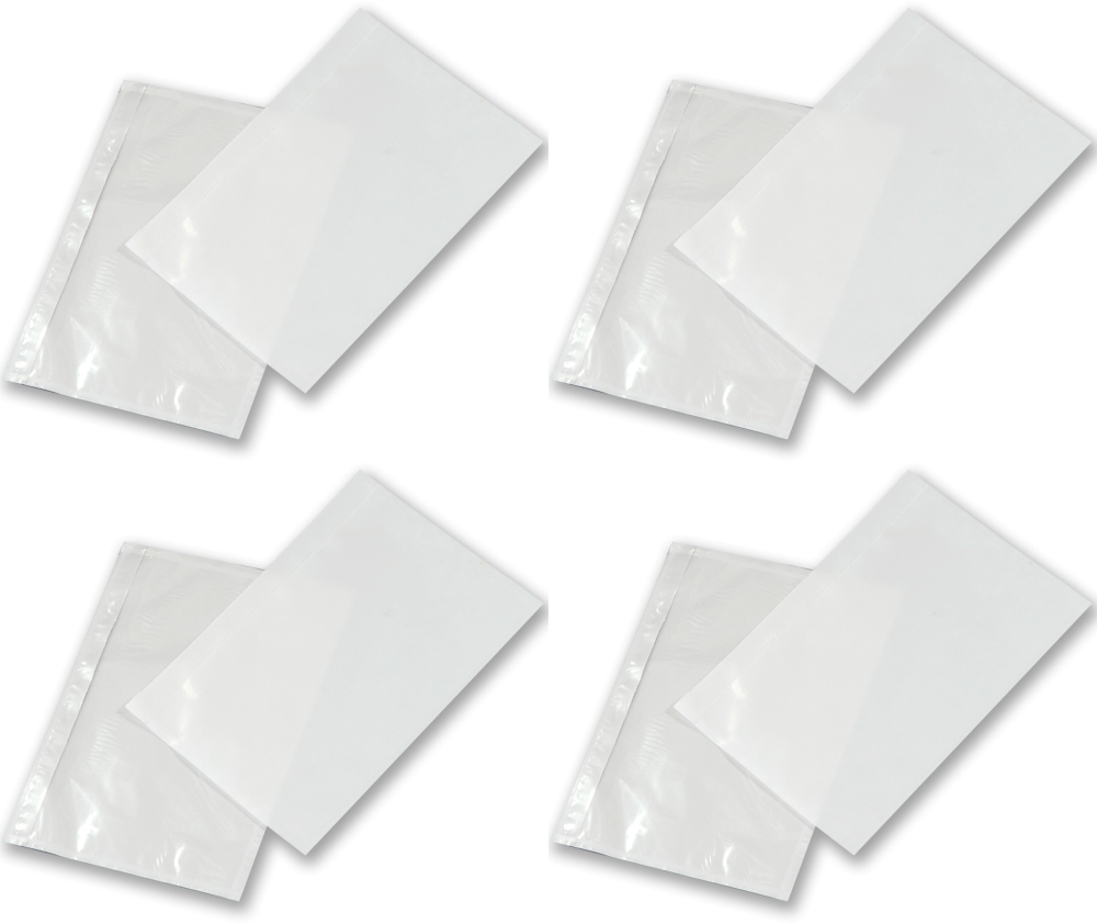 4x Koperty kurierskie/kangurki/przylgi NC, C4, z paskiem HK, 100 sztuk, przezroczysty