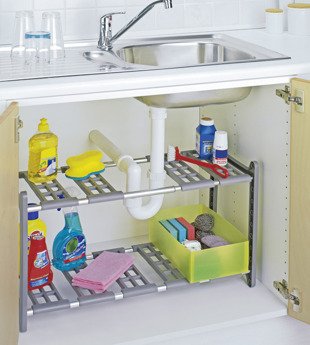 Wenko Flexi półka kuchenna pod zlewozmywak stojąca teleskopowa szary 2768010100 - Wysyłka w 24h