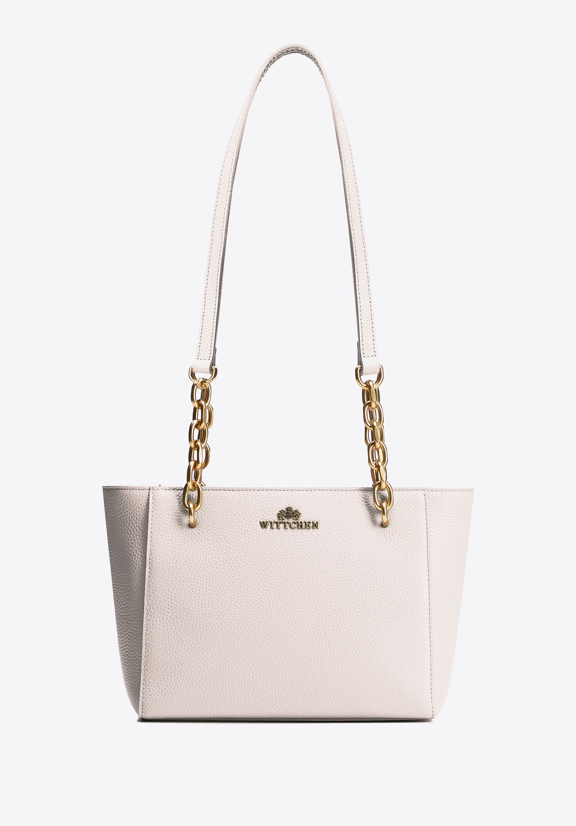 Damska torebka na ramię ze skóry kremowa