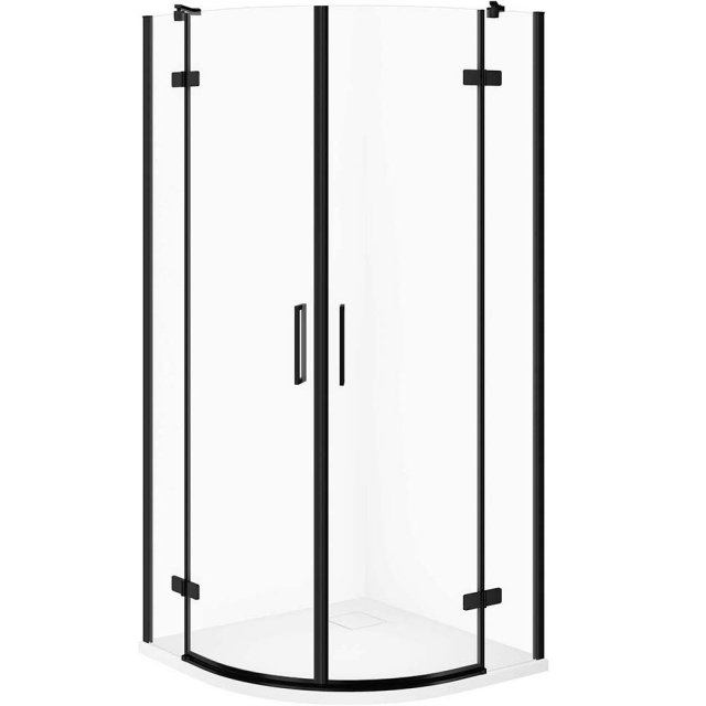 CERSANIT Zestaw kabina półokrągła JOTA 80x80 czarna, brodzik TAKO SLI