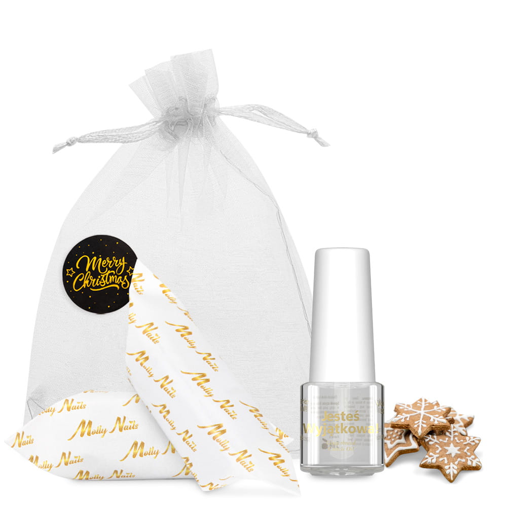 Oliwka okazjonalna do skórek i paznokci o zapachu Gingerbread z krówkami w ozdobnym woreczku 5ml