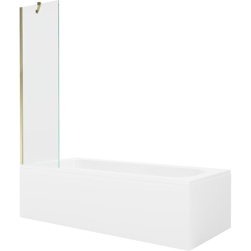 Wanna prostokątna Mexen Vega 150 x 70 cm z obudową i parawanem 1-skrzydłowym 50 cm transparent złoty 1 kpl.