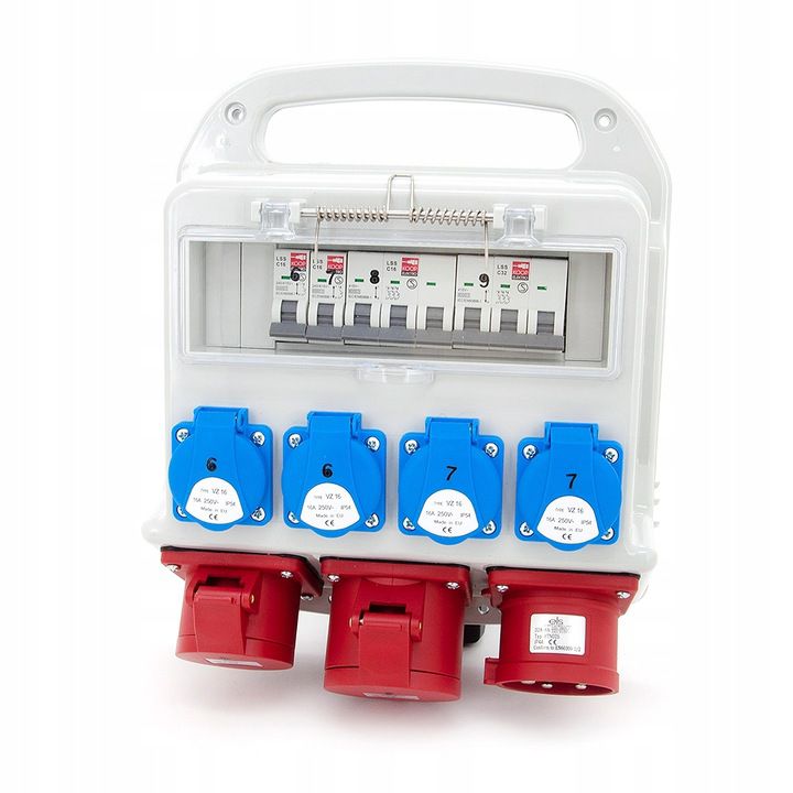 Rozdzielnica przenośna ELS Elektrotechnika 11PO42C11C11CWT 4x230V siłowa 32A/5P 16A/5P, wtyczka 32A/5P, zabezpieczona, 1 szt.