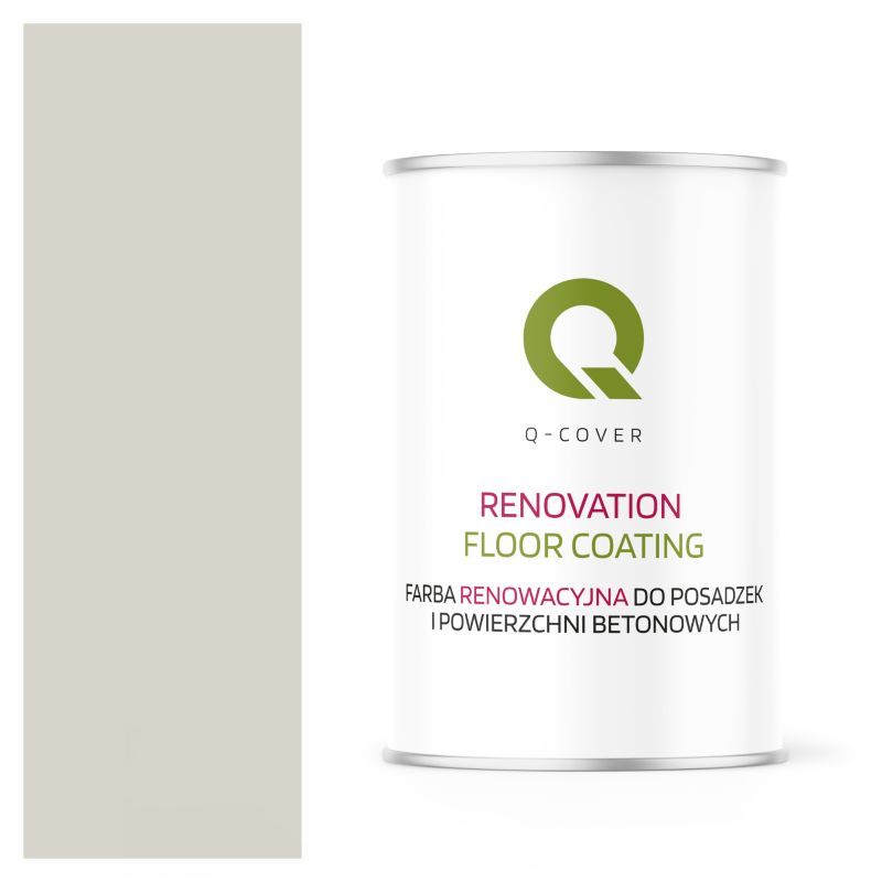 Farba Renowacyjna do Posadzek i Powierzchni Betonowych Q-Cover Biało-Szary RAL9002 Wysoki Połysk 1L
