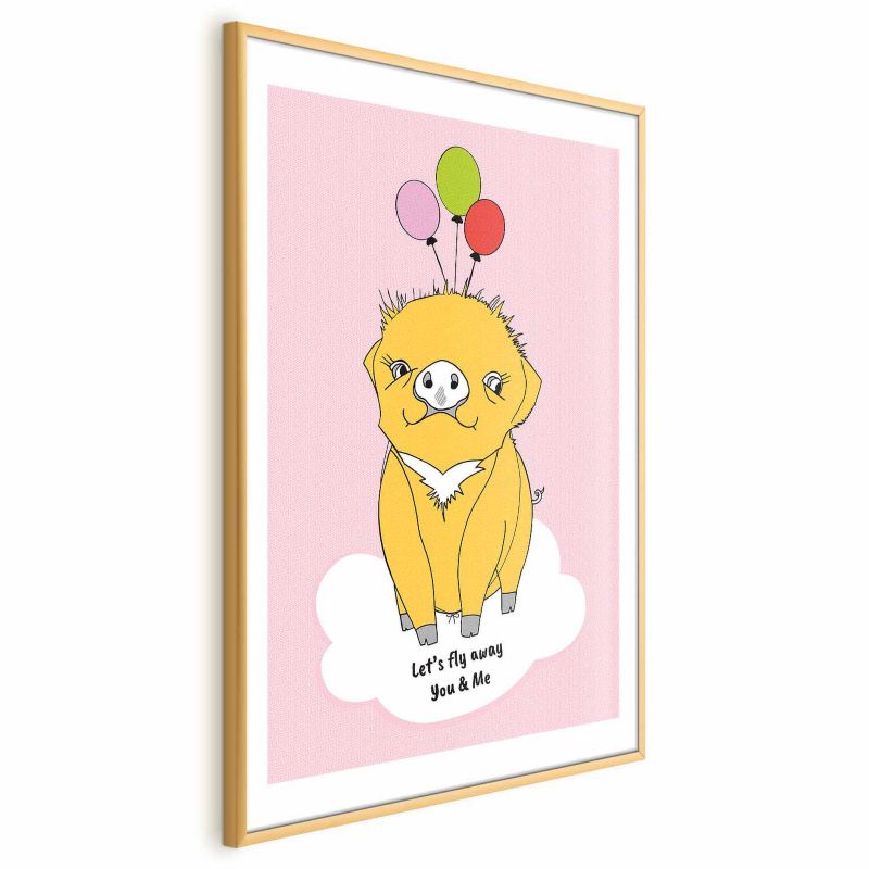 Plakat Artgeist Podniebna świnka 40x60 cm z ramą złotą 1 szt