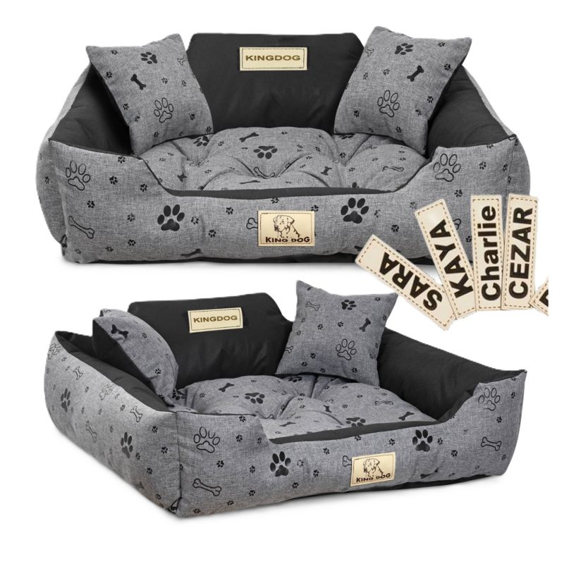 Legowisko dla psa kojec Aio Factory KINGDOG personalizowane wodoodporne wzór kości czarne 115x95 cm 1szt