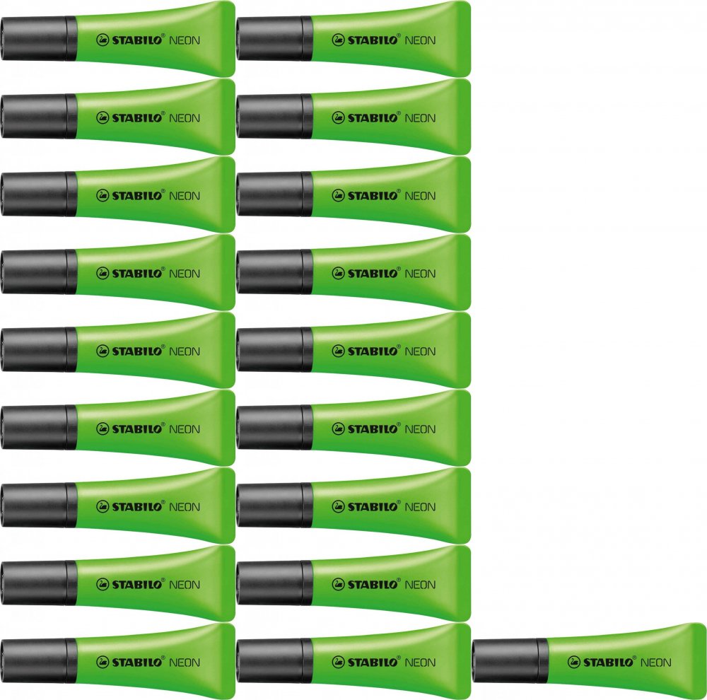 20x Zakreślacz Stabilo Neon 72/33, ścięta, zielony