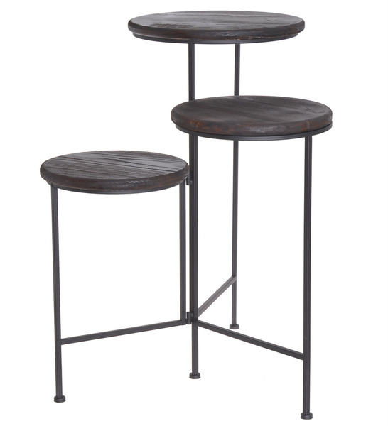 Kwietnik metalowy czarny 3-poziomowy blat ciemny brąz 67 cm