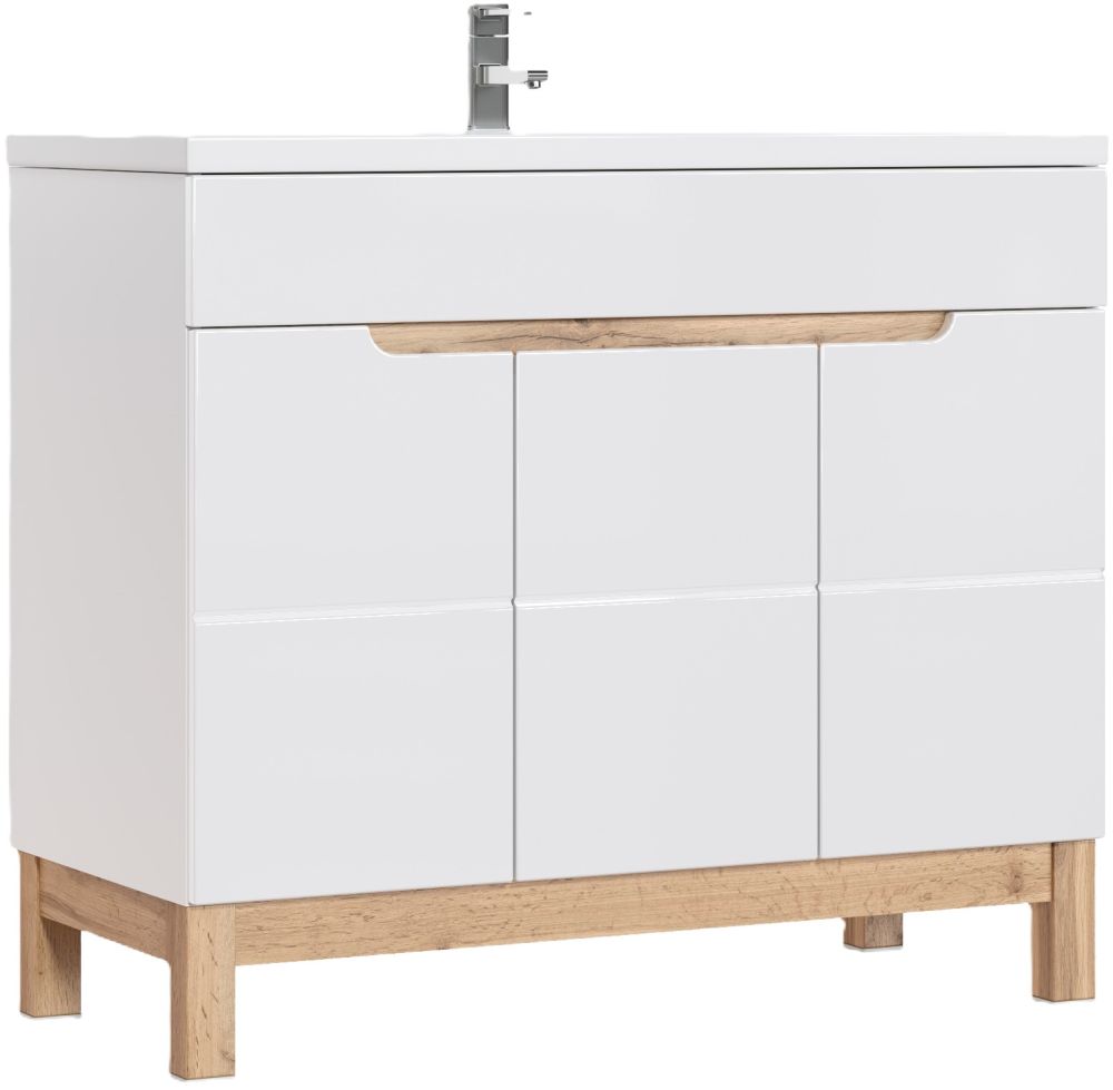 Comad Bali White szafka 100 cm podumywalkowa stojąca biały połysk/dąb BALIWHITE825-100CMFSC