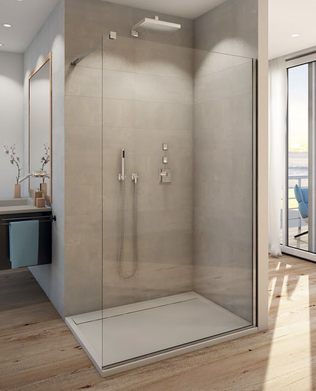 Ronal Easy Walk-In ścianka prysznicowa 120 cm wolnostojąca srebrny połysk/szkło przezroczyste STR4P1205007