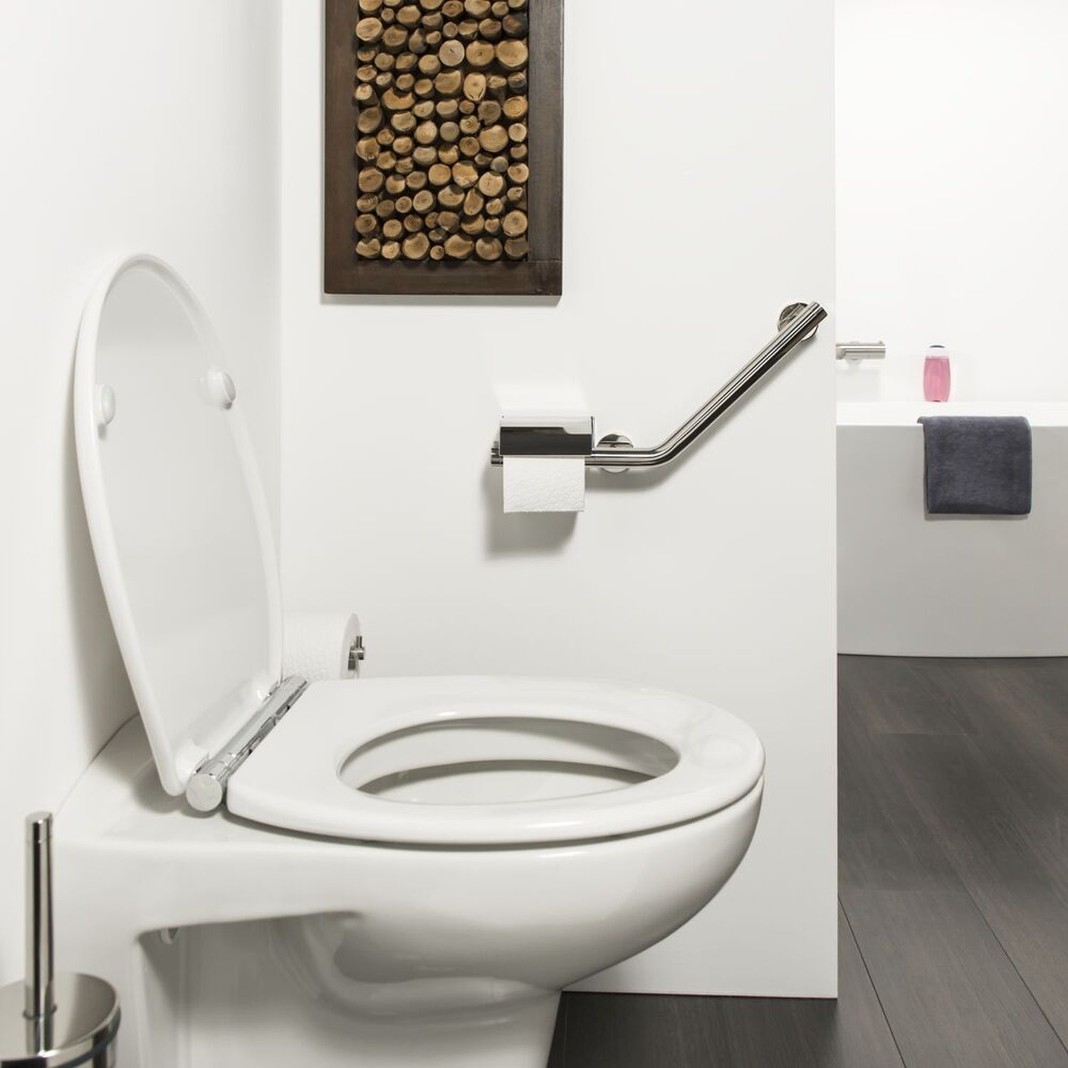 Tiger Boston poręcz ścienna 40,4 cm kątowa prawa z uchwytem na papier chrom 299150346