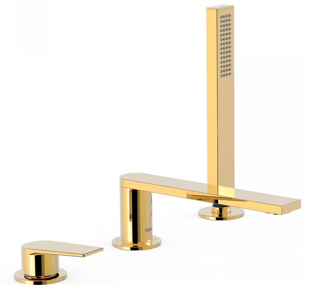 Tres Project bateria wannowo-prysznicowa 3-otworowa złoty połysk 21116101OR