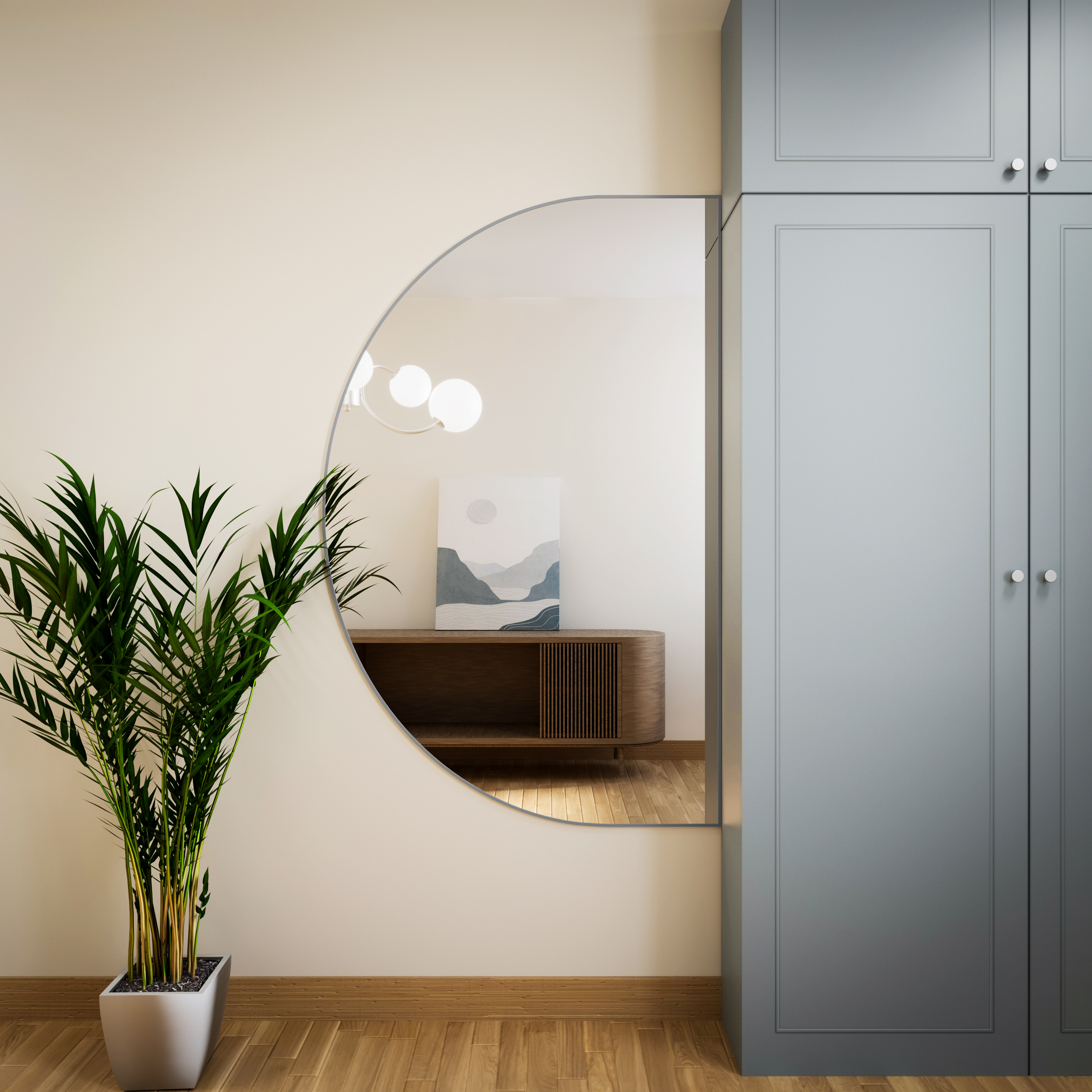 Baltica Design Tiny Border Semi Round lustro 120x60 cm srebrne