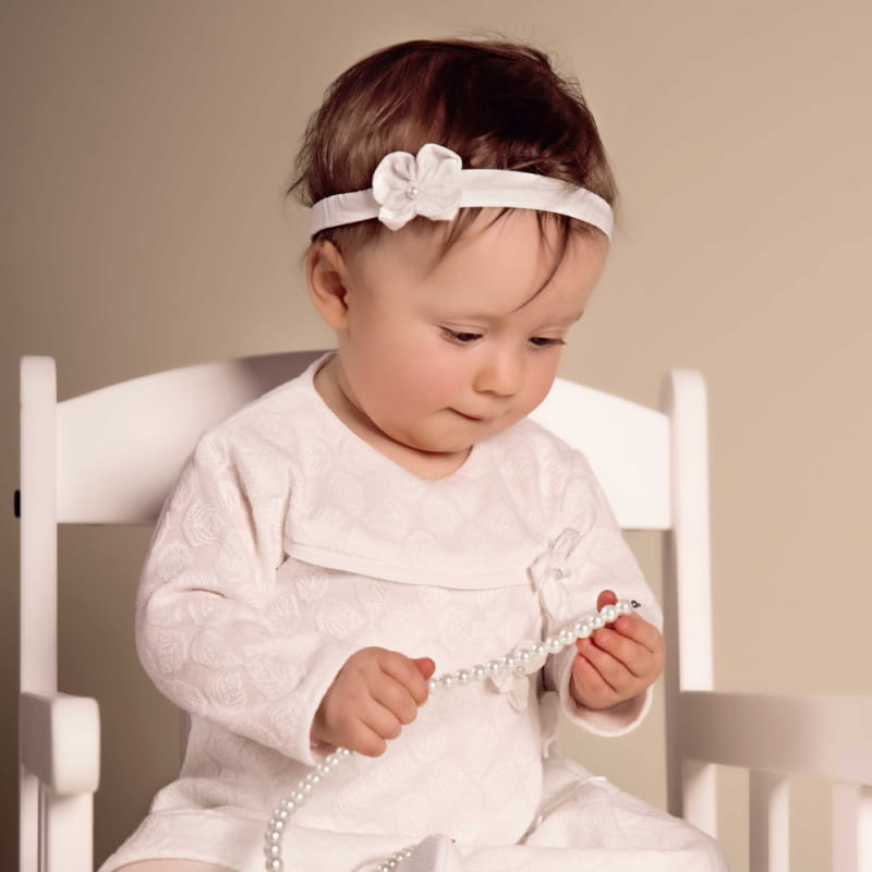 Opaska na głowę do chrztu Julia biała