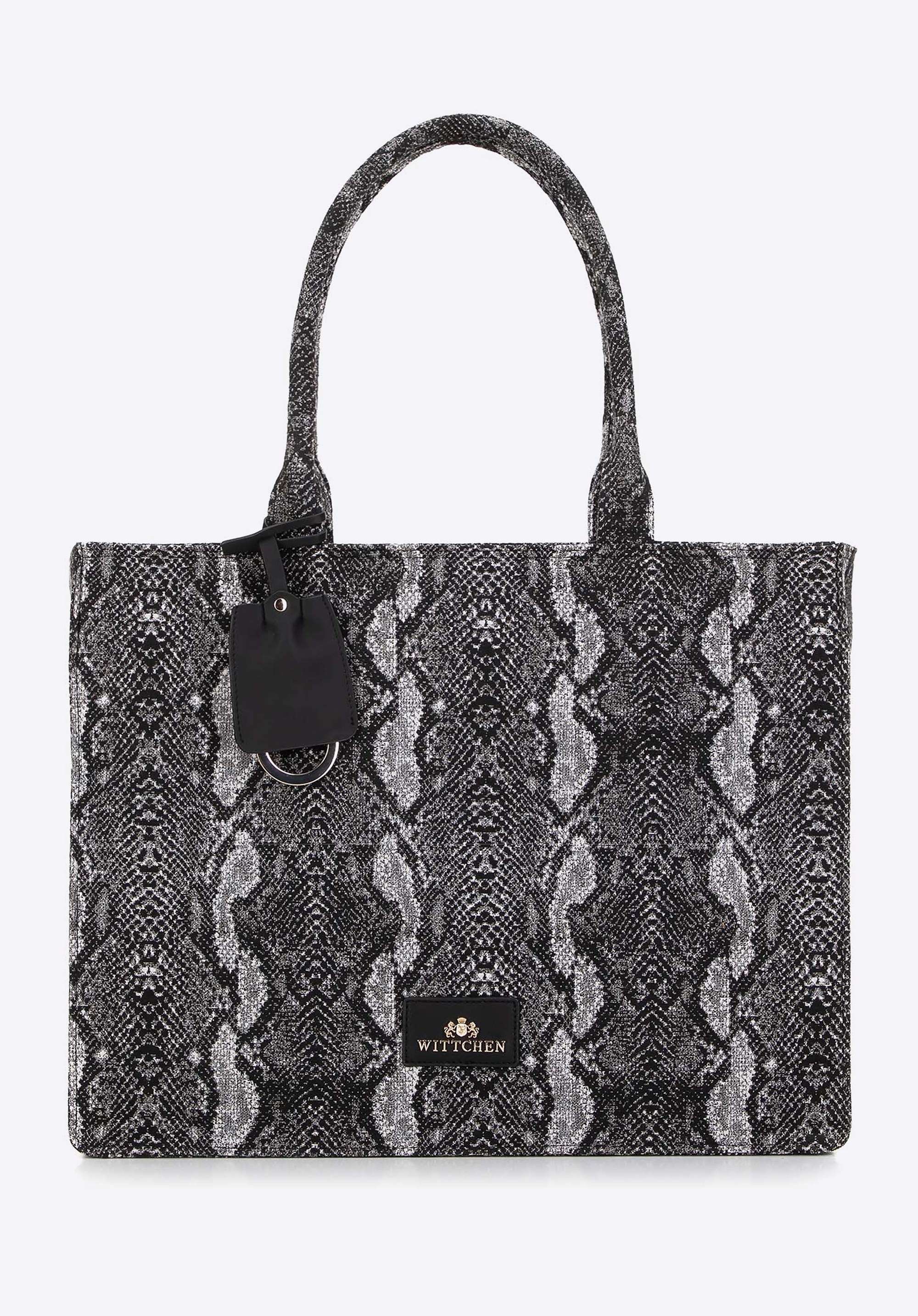 Damska shopperka żakardowa we wzory czarno - szara