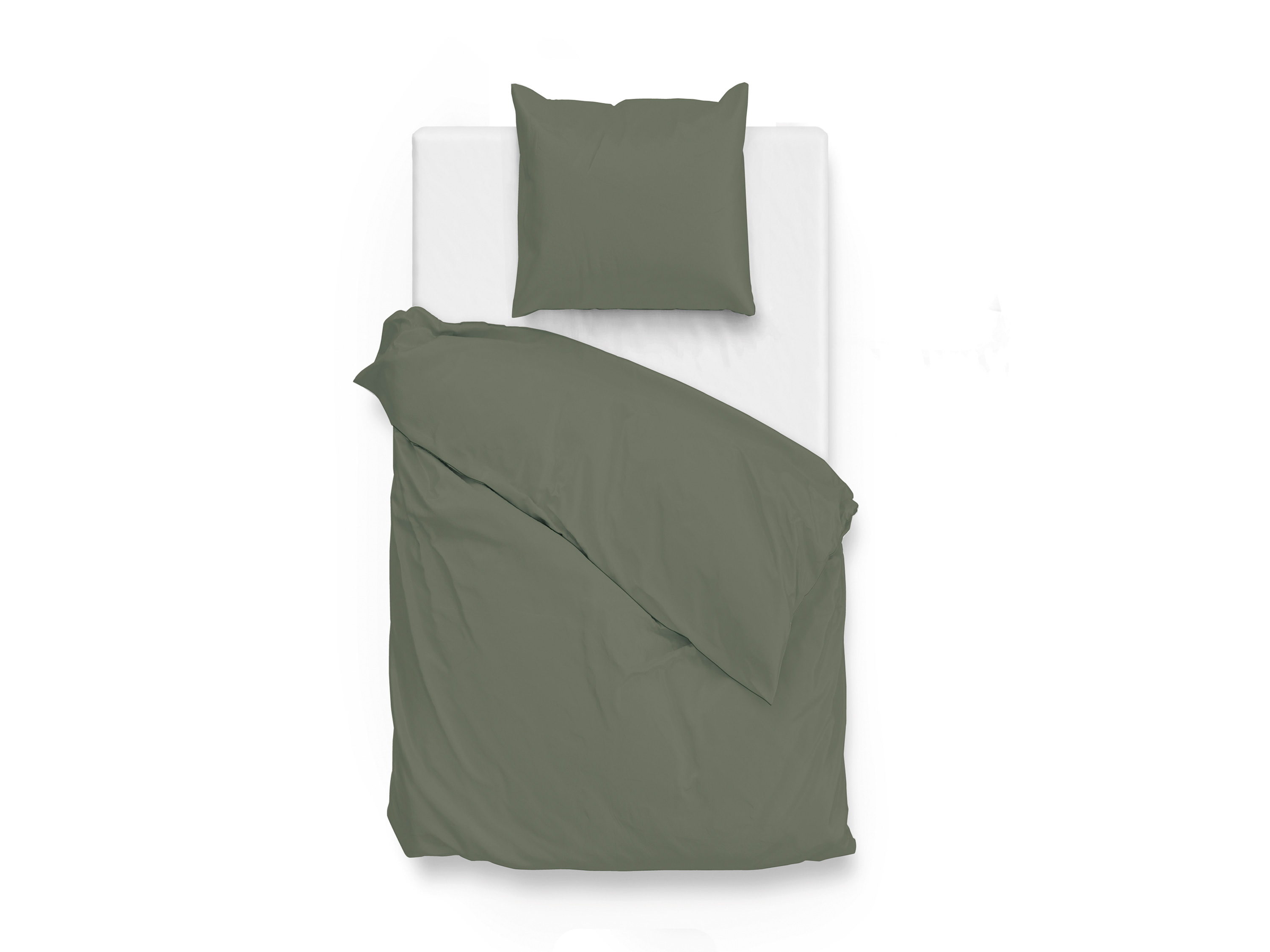 Face-2-Face Pościel Satinado z satyny bawełnianej Army Green, 135 x 200 cm