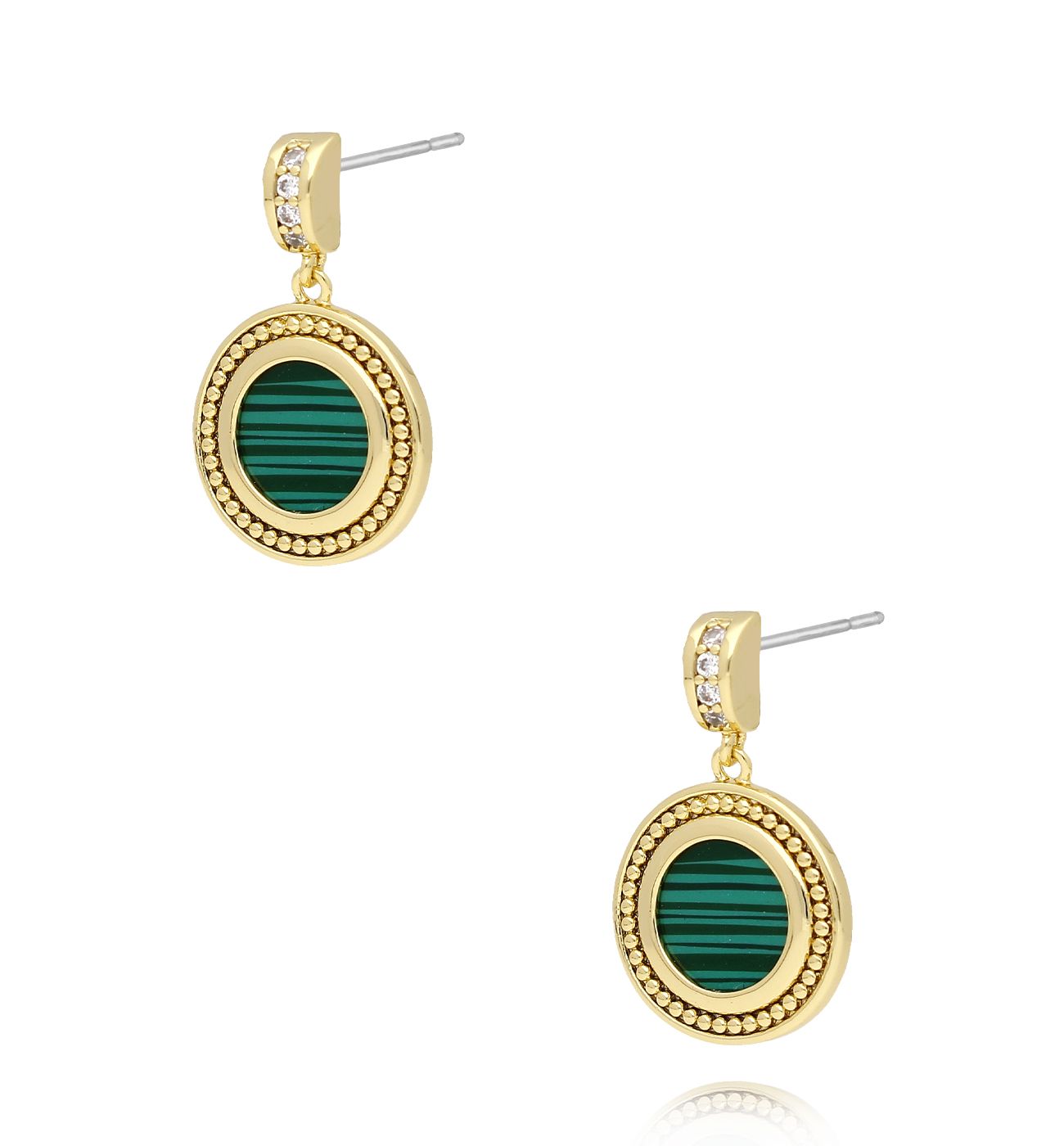 Kolczyki okrągłe z zielonym oczkiem KLU0027 - By Dziubeka