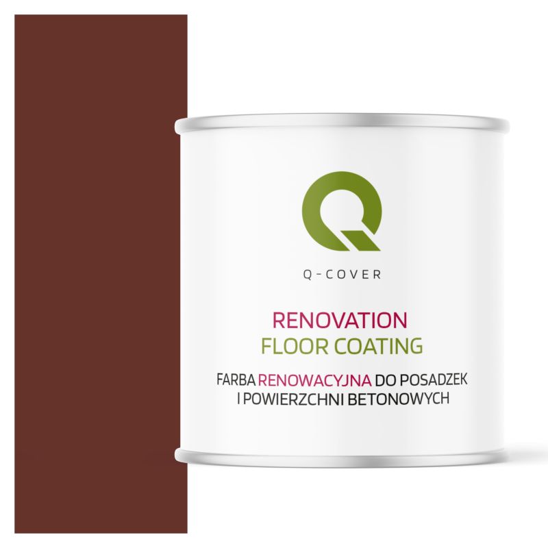 Farba Renowacyjna do Posadzek i Powierzchni Betonowych Q-Cover Brązowo-Czerwony RAL8012 Półmat 2.5L