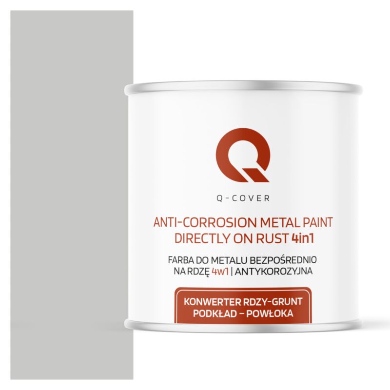Farba do Metalu Prosto na Rdzę 4w1 Q-Cover Szary mleczny RAL7047 Mat 2.5L