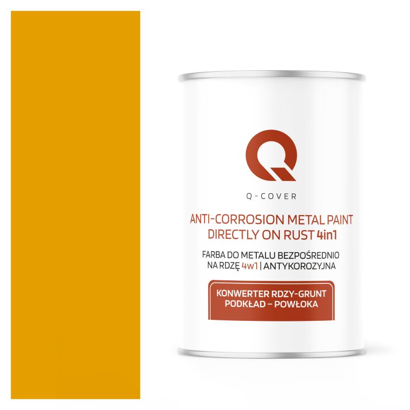 Farba do Metalu Prosto na Rdzę 4w1 Q-Cover Żółty złoty RAL1004 Mat 1L
