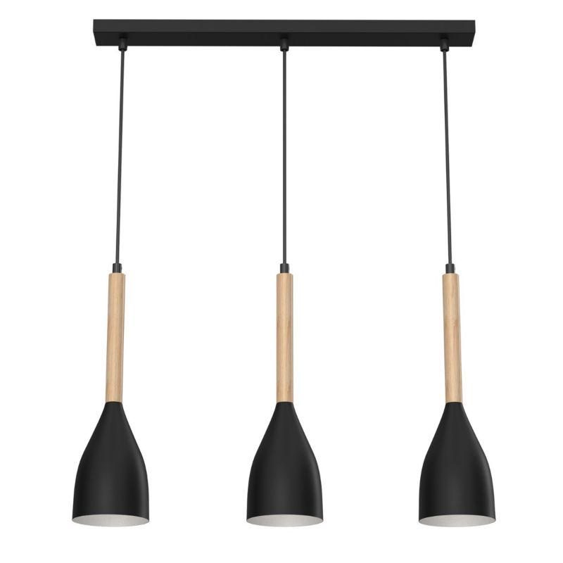 Lampa wisząca Luminex Muza czarny matowa-ciemne drewno-złota wym: 110 x 56 x 11 cm 3xE27 x 15W 1 szt.