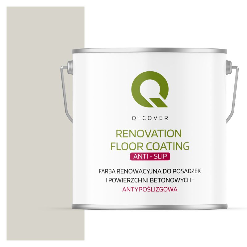 Farba Antypoślizgowa do Posadzek i Powierzchni Betonowych Renowacyjna Q-Cover Biało-Szary RAL9002 5L
