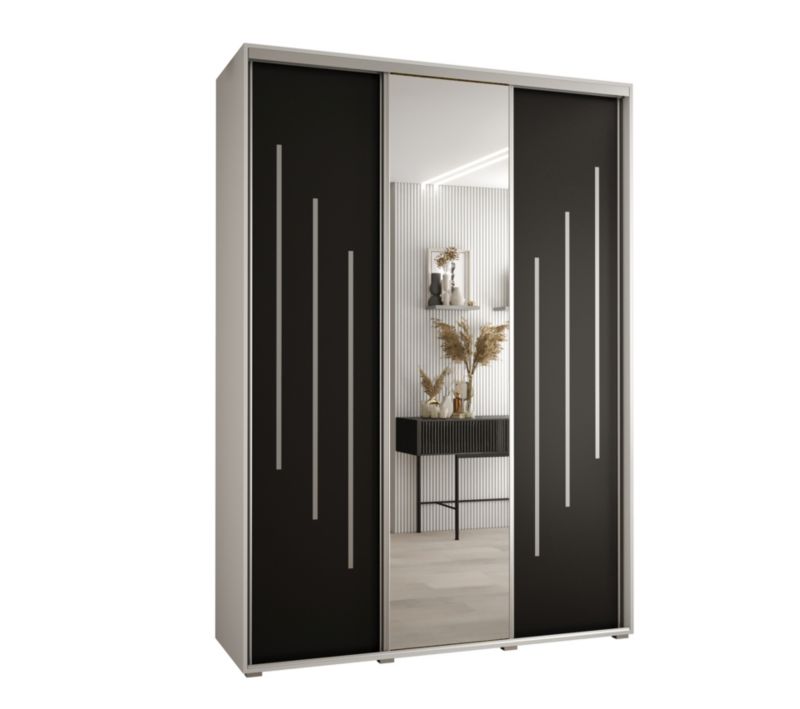 Szafa przesuwna Abiks DAVOS 9 wysoka szer.170cm gł.45cm biały/czarny/srebrny 1szt.