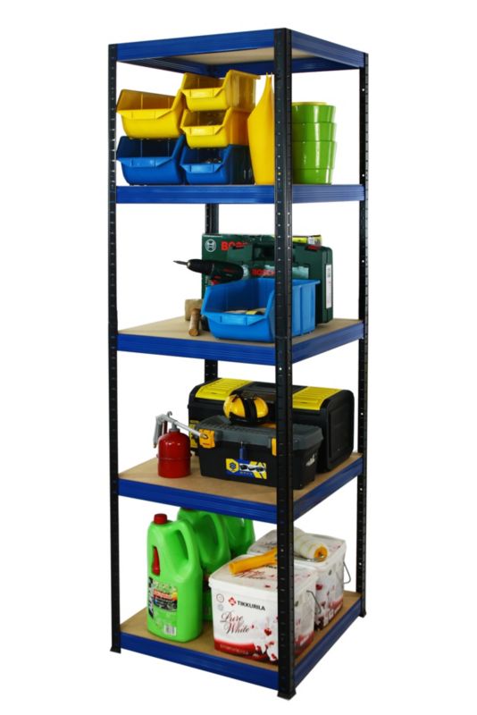Regał metalowy MODO24 magazynowy stojak czarno-niebieski helios 180x60x60cm 5 półek po 175 kg 1 szt.