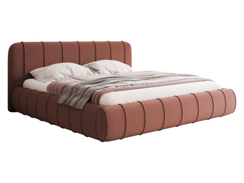 Łóżko tapicerowane MIRJAN 24 Slim XI 200x200 łososiowy + ślizgi 1 szt.