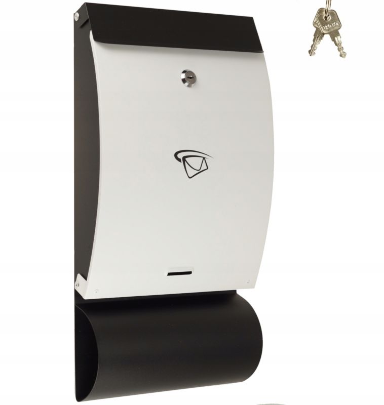 Skrzynka FEINZ Na Listy Pocztowa Wrzutnik Gazetnik 46 X 25 Cm Czarno-Biała 1 szt.