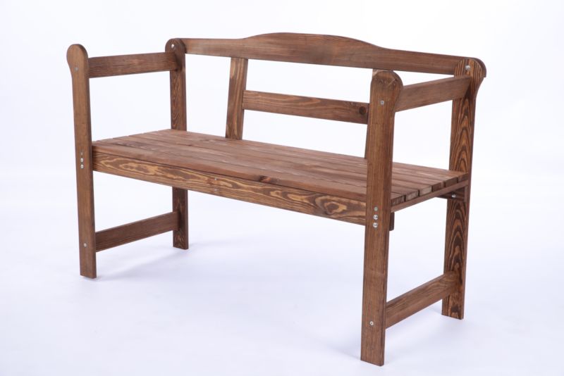 Ławka ogrodowa drewniana MODO24 z oparciem z pokrowcem zielonym dwuosobowa 78 x 118 x 46 cm impregnowana brązowa 1 szt.